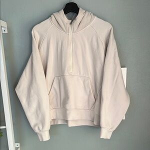 Athleta Easy Fleece 1/2 Zip Hoodie, Bone, Large Tall